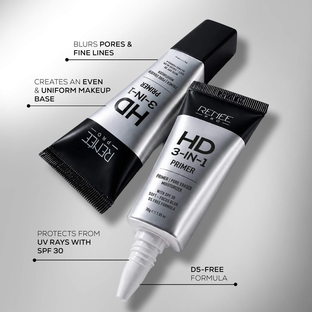 RENEE PRO HD All In One Makeup Combo, Includes 3-In-1 Primer, 3-In-1 Setting Spray & 3-In-1 Compact