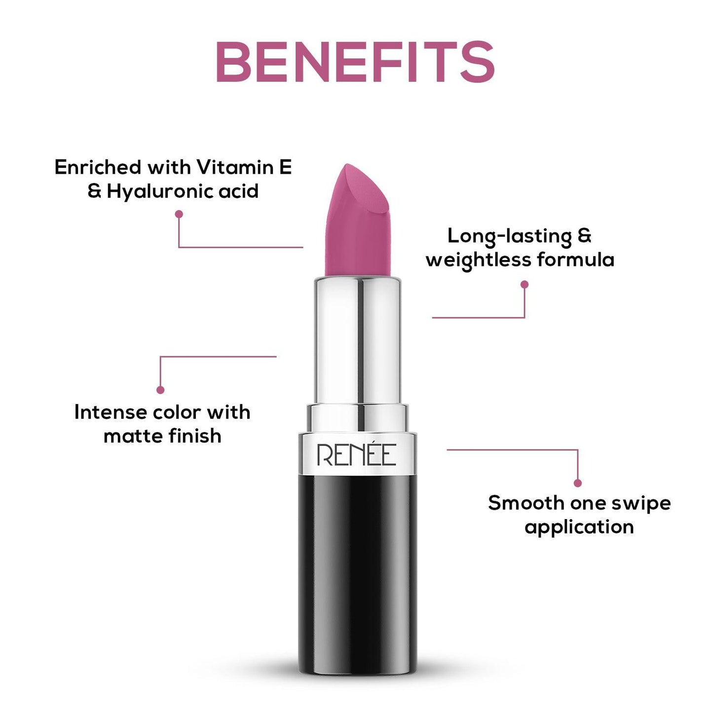 RENEE Stunner Matte Lipstick, 4 g