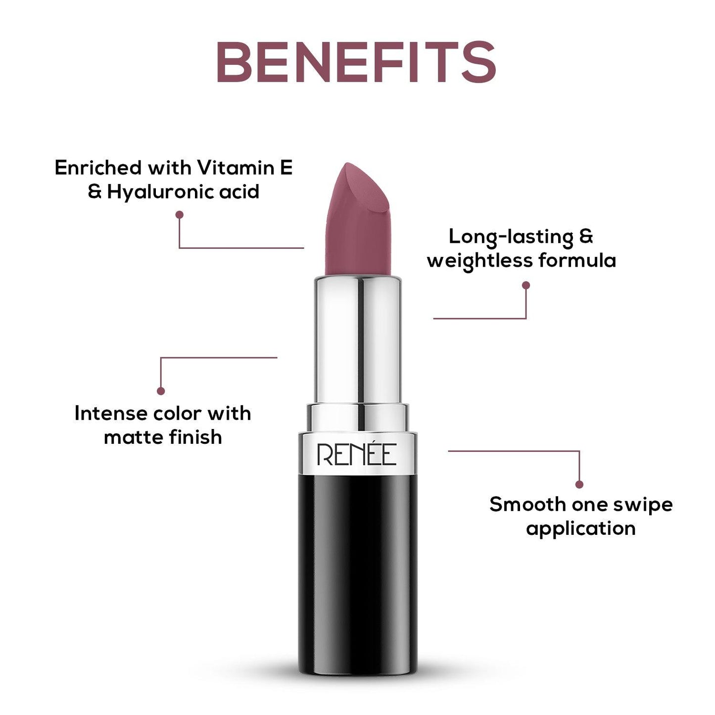 RENEE Stunner Matte Lipstick, 4 g