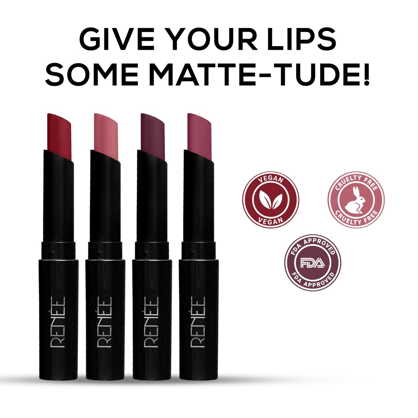 RENEE Very Matte Lipsticks - Long Lasting Weightless Velvety Formula