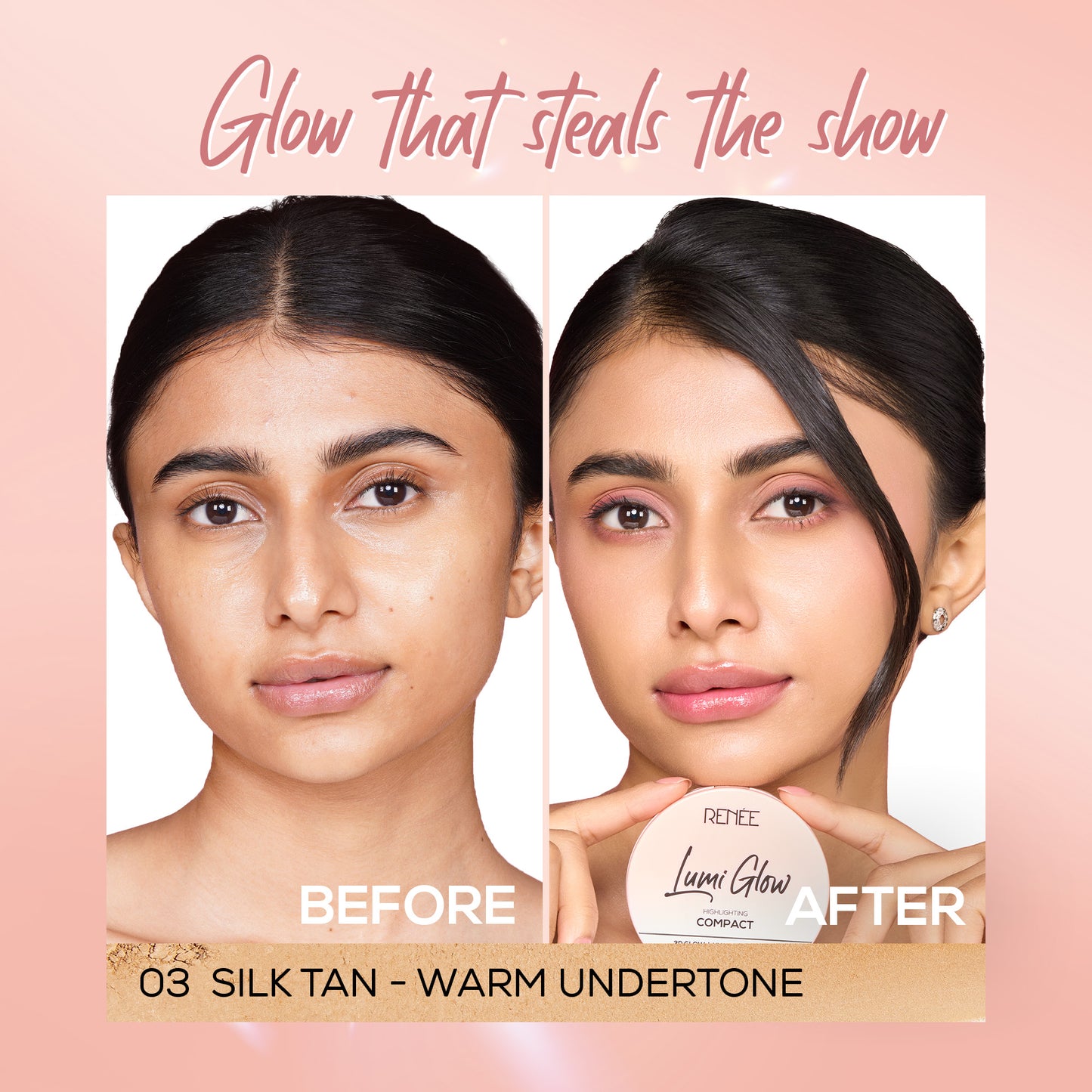 RENEE Lumi Glow Highlighting Compact with 3D Glow For Luminous Skin, 9 g