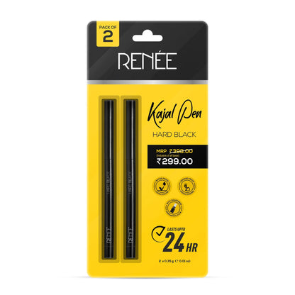 RENEE Hard Black Kajal Pen with Sharpener, 0.35 g