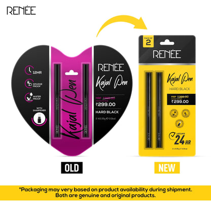 RENEE Hard Black Kajal Pen with Sharpener, 0.35 g