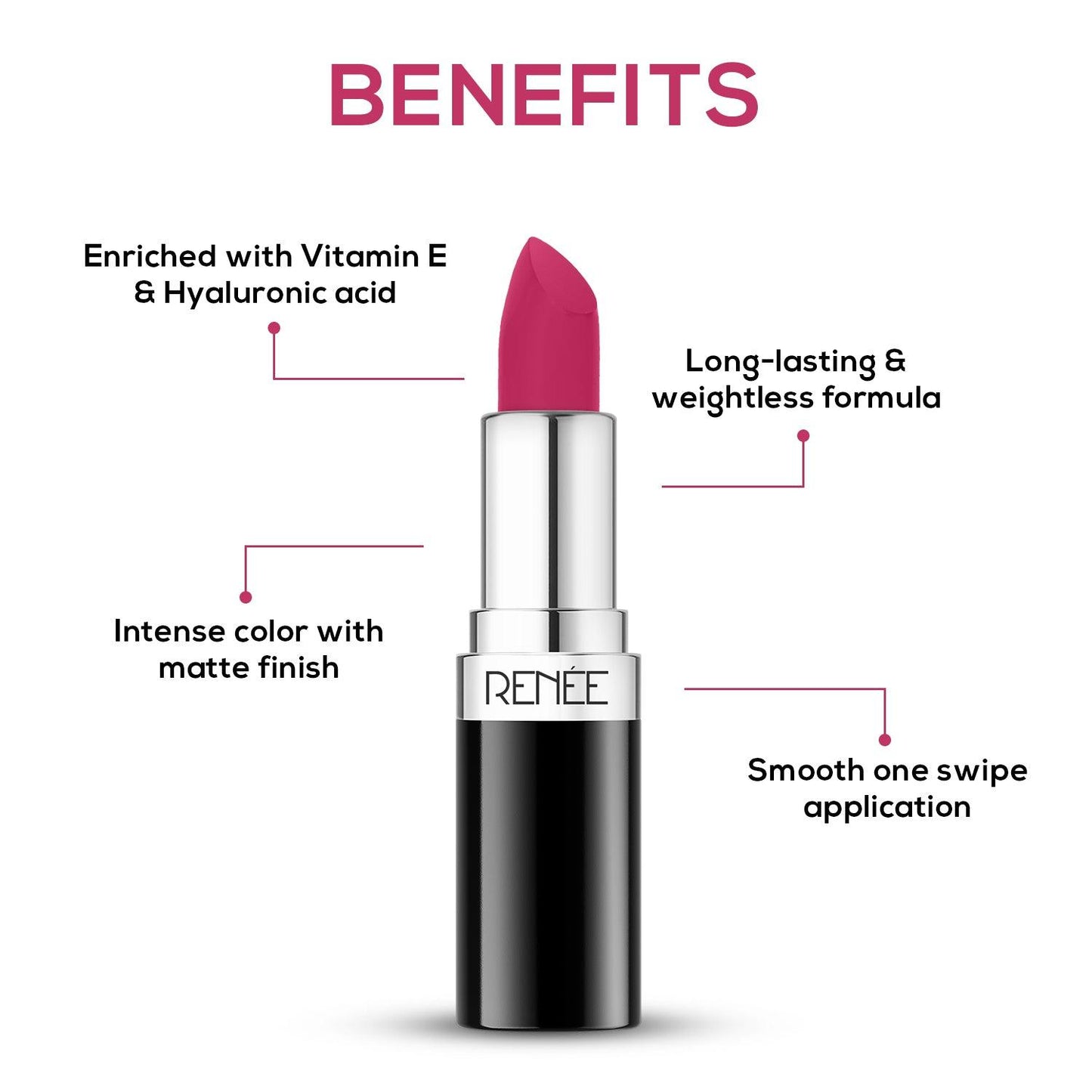 RENEE Stunner Matte Lipstick, 4 g