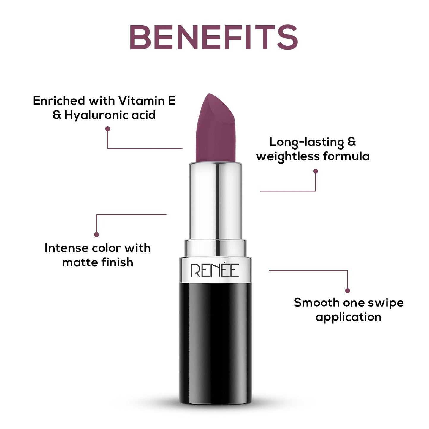 RENEE Stunner Matte Lipstick, 4 g