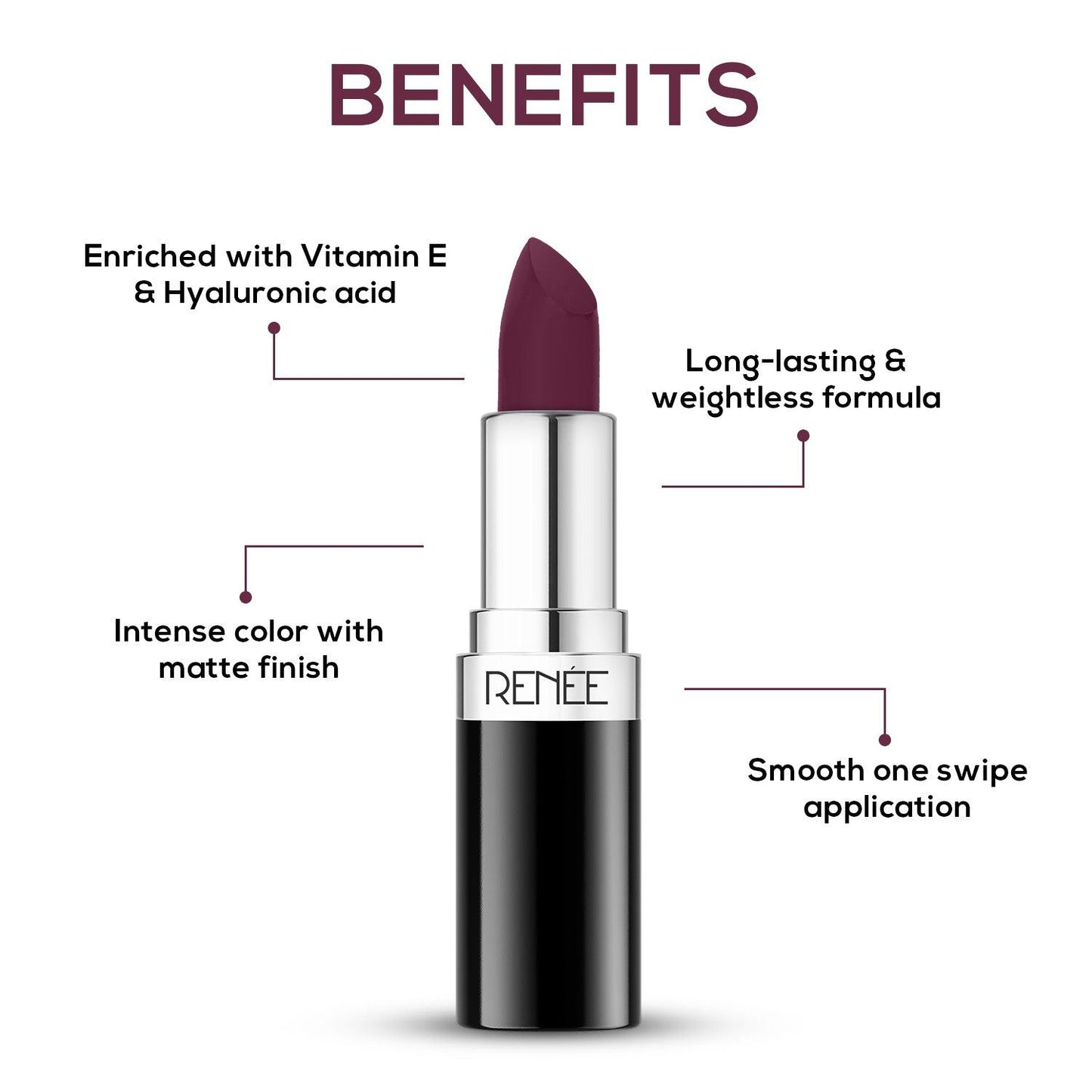 RENEE Stunner Matte Lipstick, 4 g