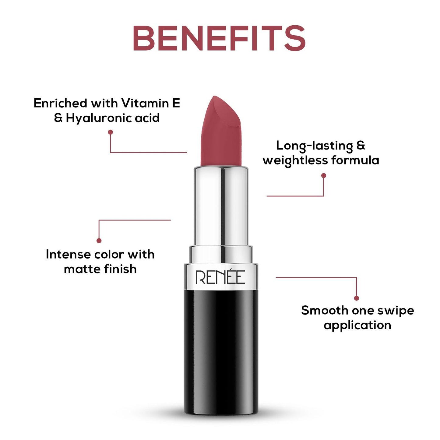 RENEE Stunner Matte Lipstick, 4 g