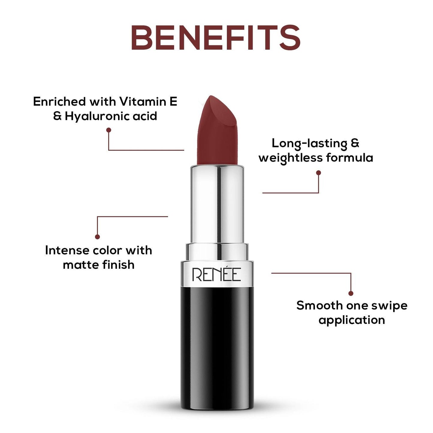 RENEE Stunner Matte Lipstick, 4 g