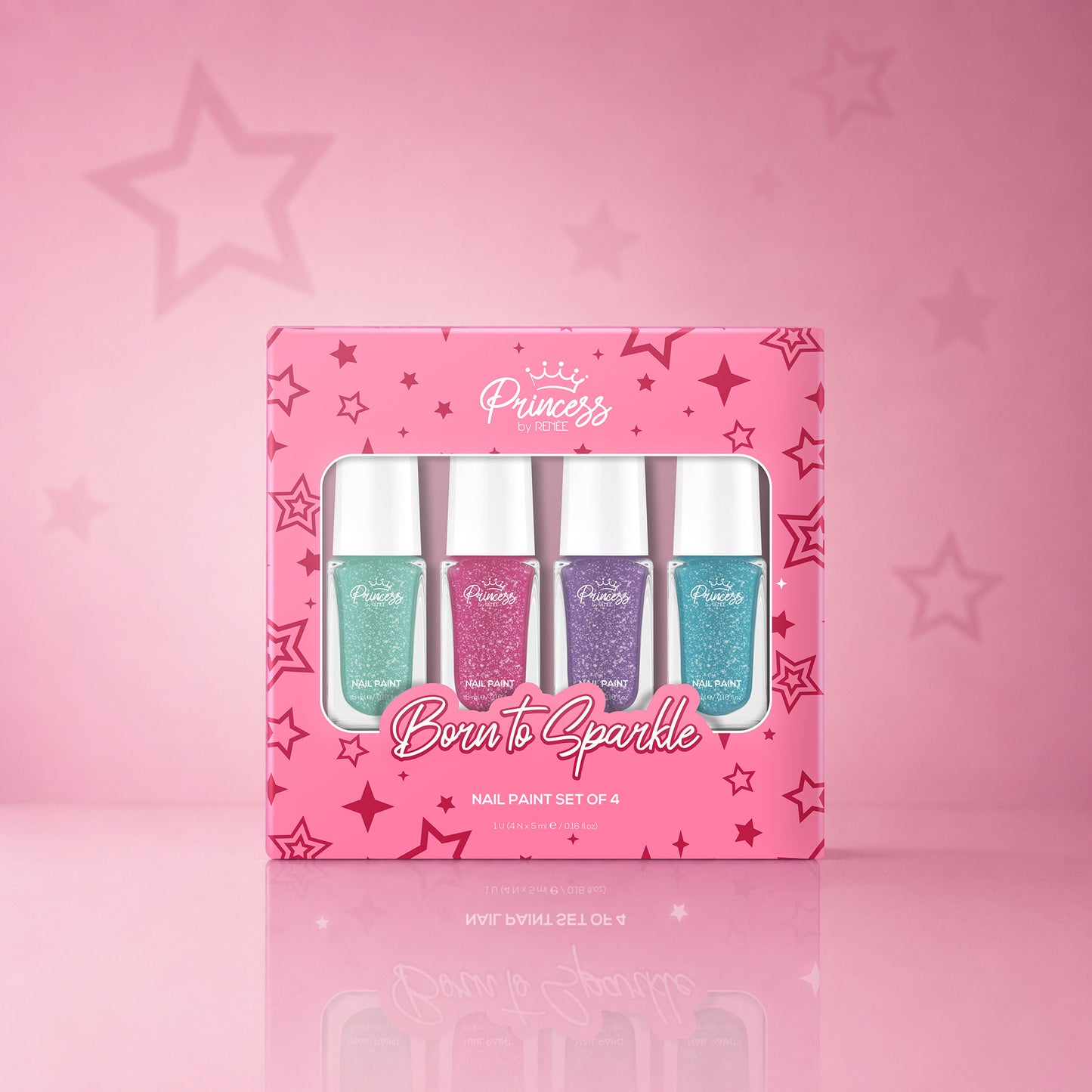 Born To Sparkle Nail Paint Set of 4 For Kids & Preteens by Princess by RENEE