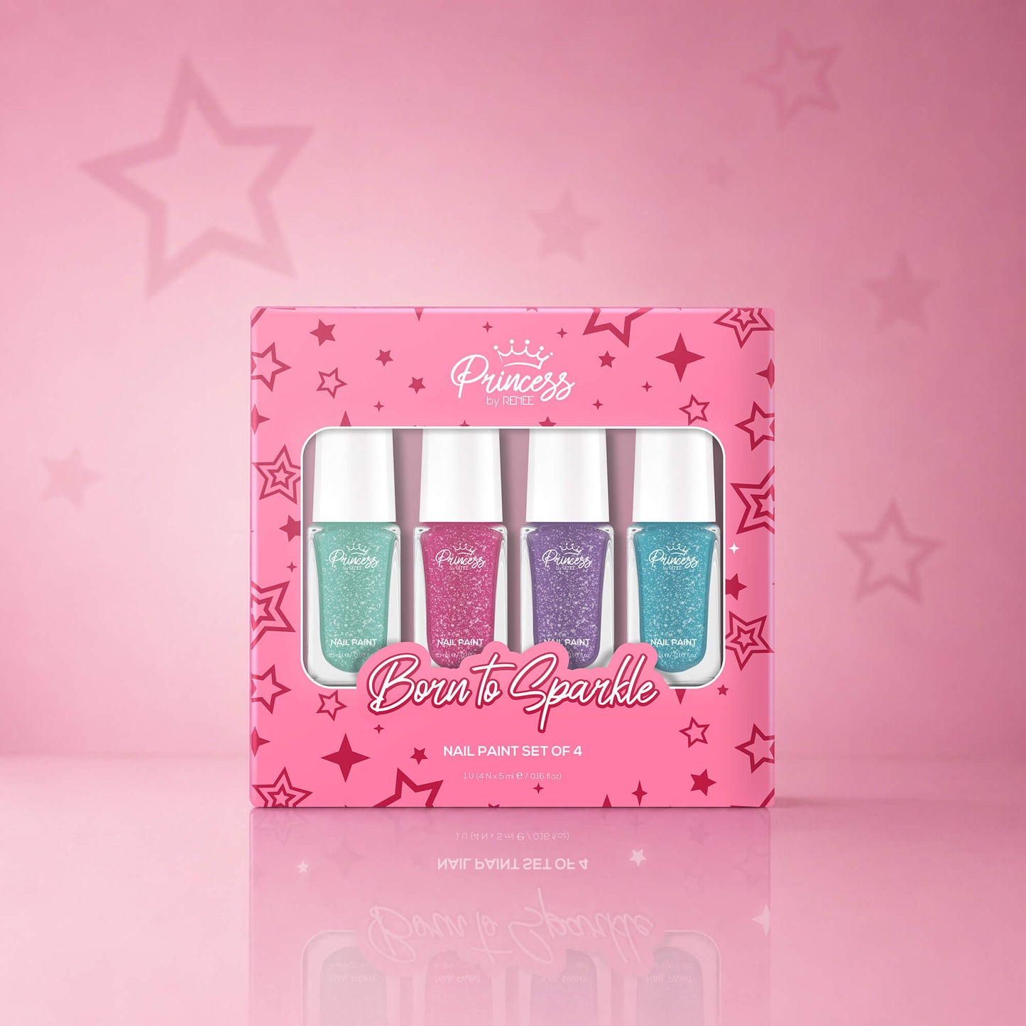 Born To Sparkle Nail Paint Set of 4 For Kids & Preteens by Princess by RENEE