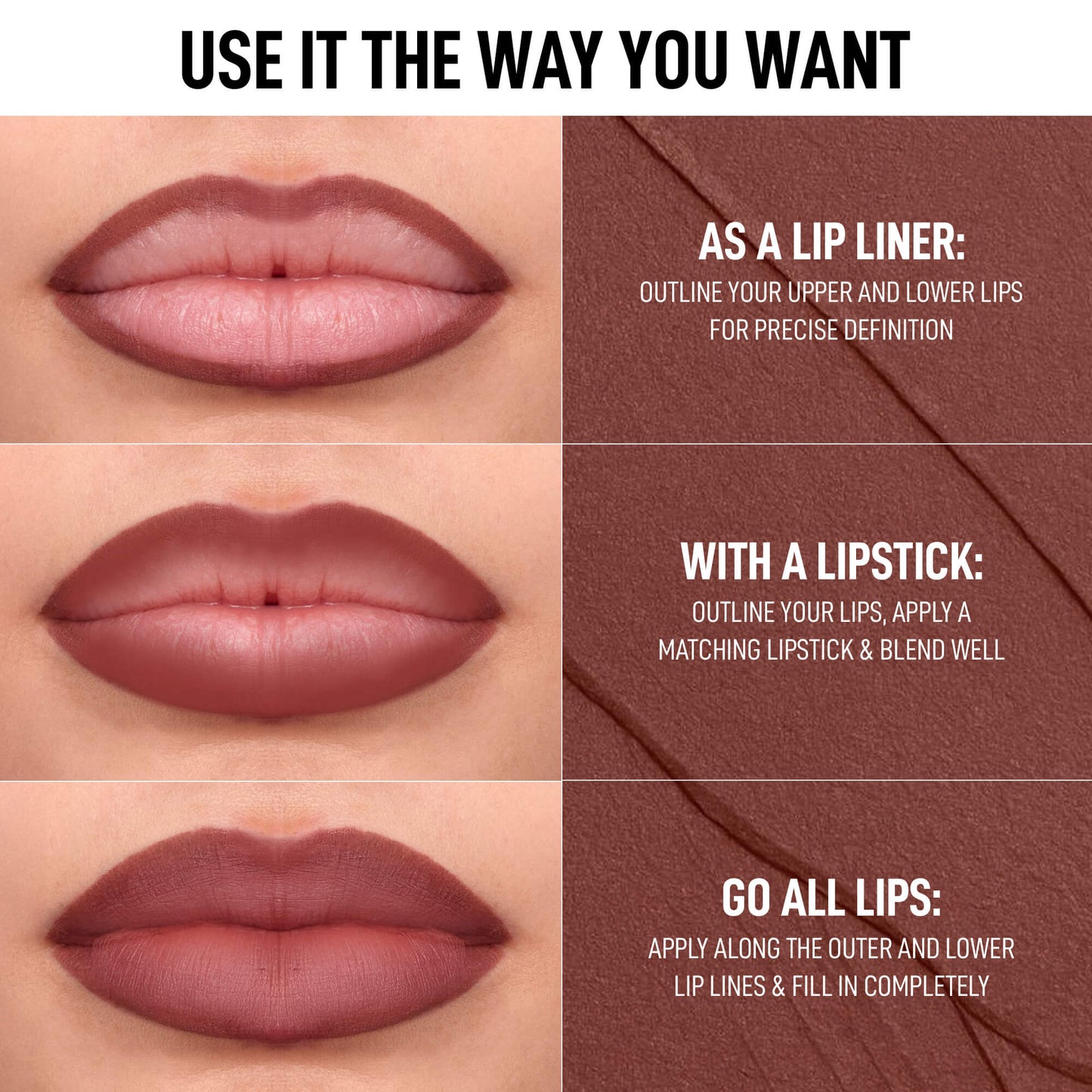 RENEE Curve Matte Lip Liner With Sharpener, 2.5g