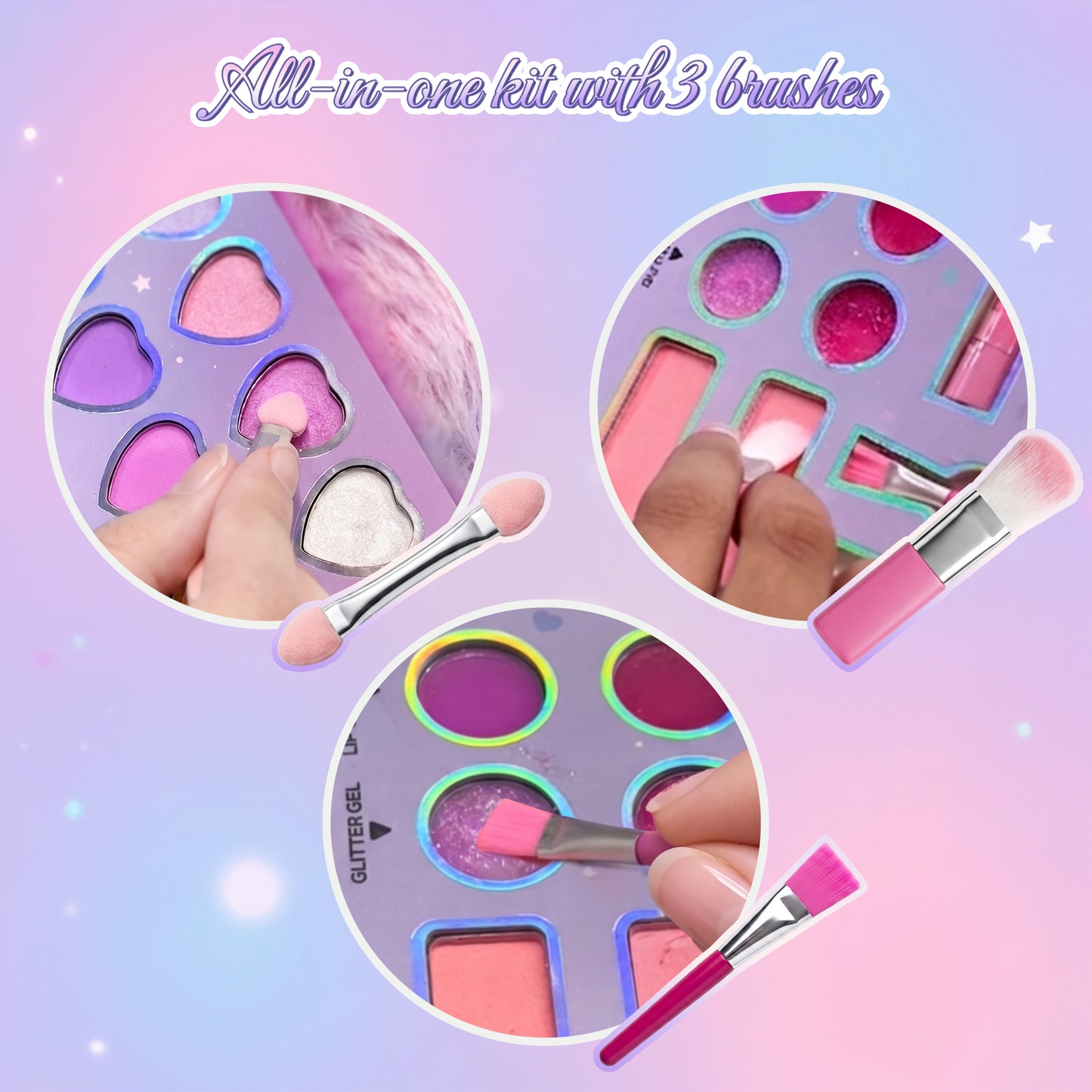 Dear Diary Makeup Kit With Brushes For Kids & Preteens by Princess by RENEE, Dermatologically Tested