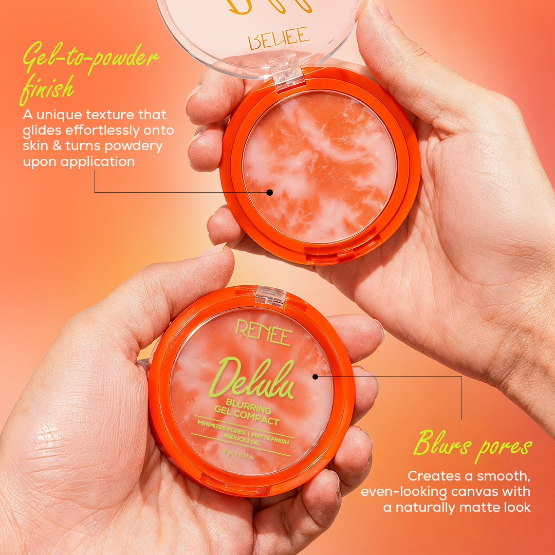 RENEE Delulu Blurring Gel Compact With Matte Finish, Controls Excess Oil & Reduces Shine