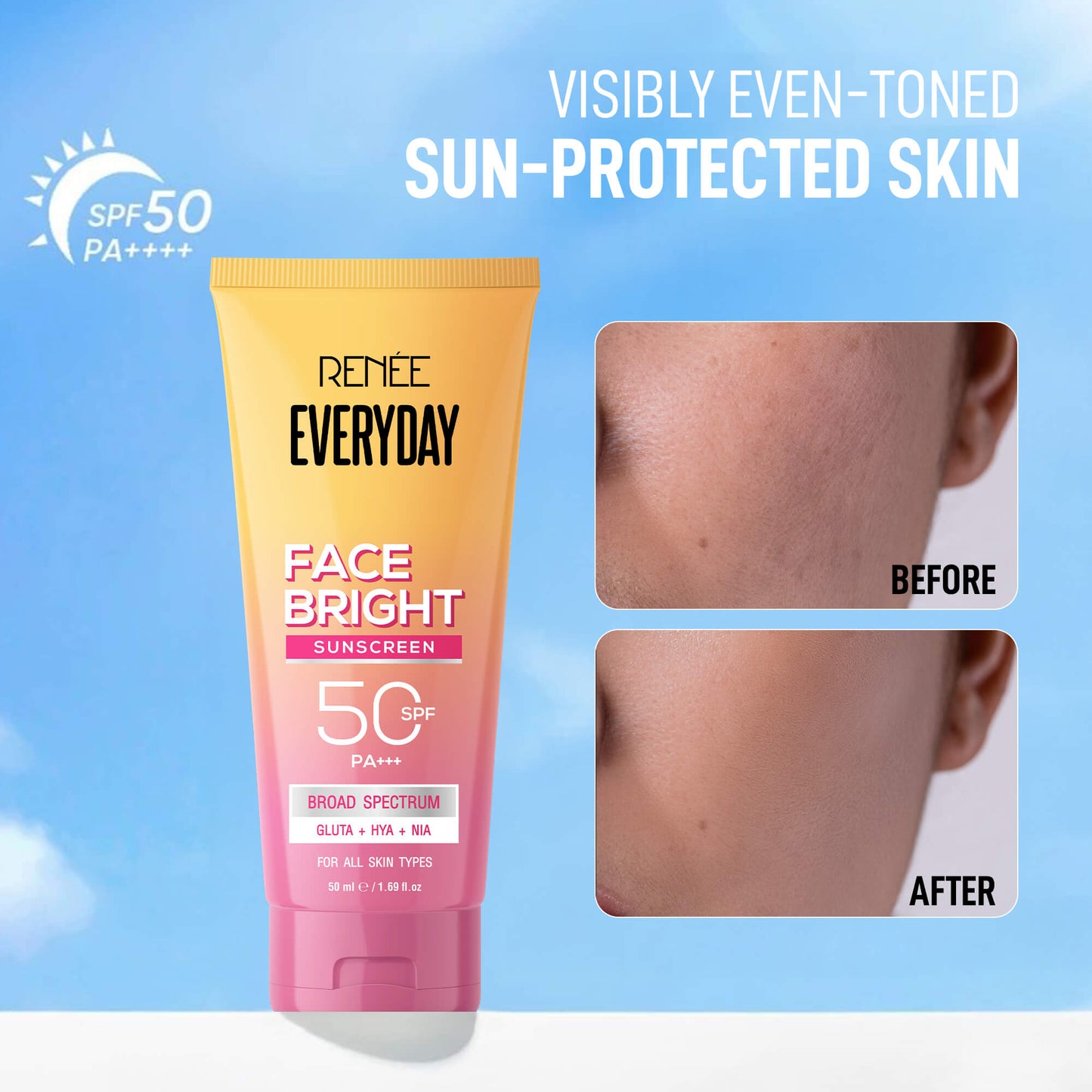 RENEE Everyday Face Bright Gentle Facewash For Fresh, Clean Skin, Pack of 2