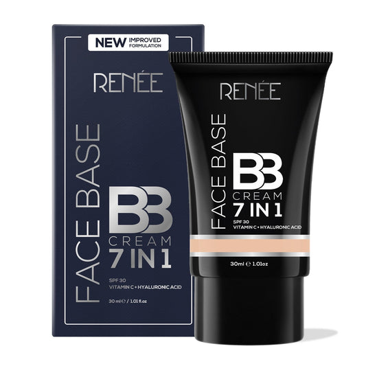 RENEE Face Base 7 in 1 BB Cream with SPF 30, Hyaluronic Acid & Vitamin C, 30 ml
