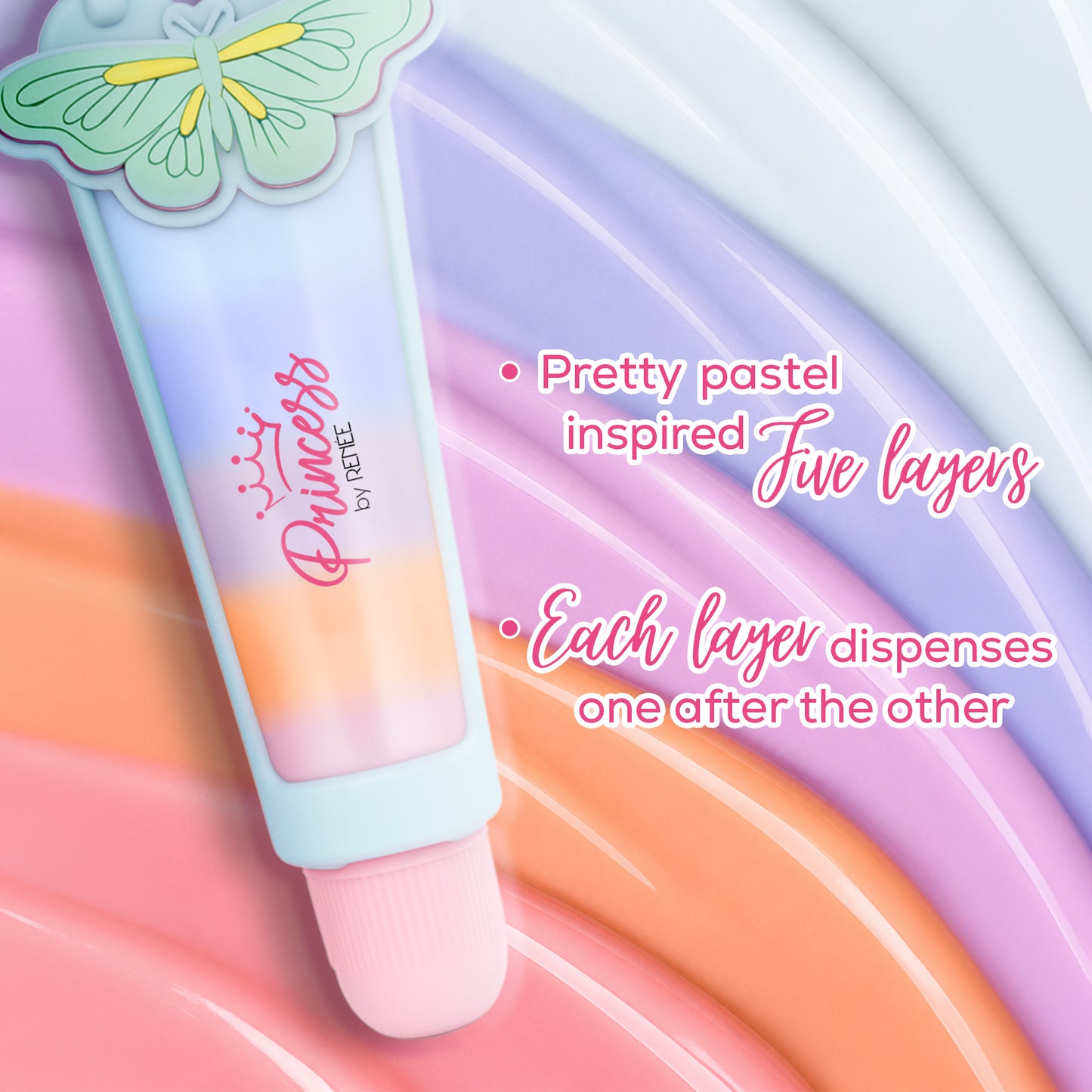 Five Layer Shiny Lip Gloss With Keychain For Kids & Preteens by Princess by RENEE