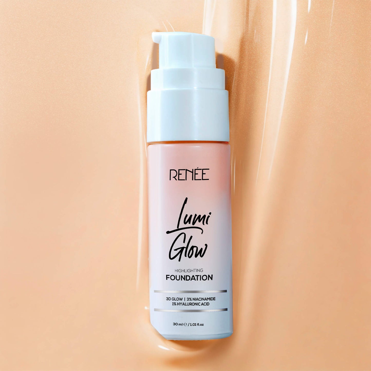 RENEE Lumi Glow Highlighting Liquid Foundation With Dewy Finish, Buildable Coverage & 3D Glow, 30 ml