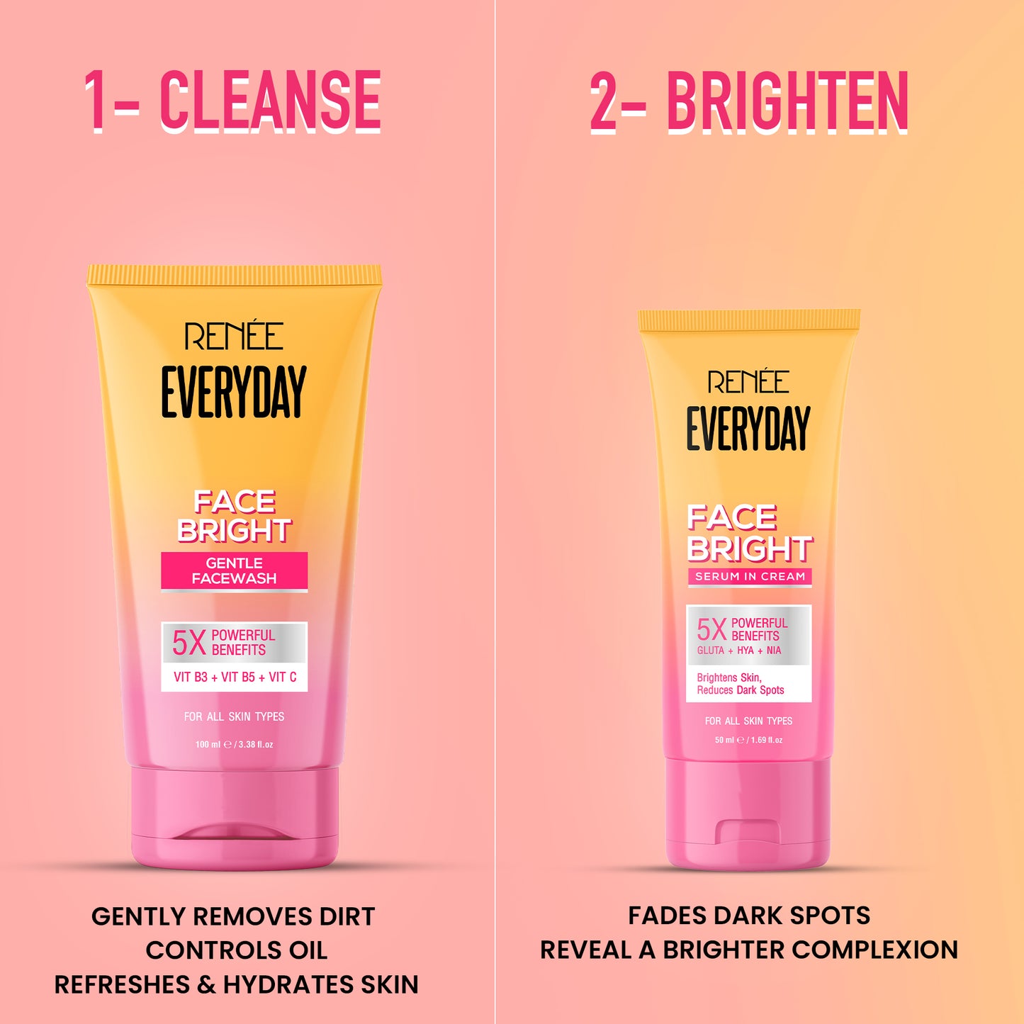 Go Bright 3-in-1 Skincare Set – Facewash, Scrub Soap & Face Cream for Glowing, Even-Toned & Tan-Free Skin