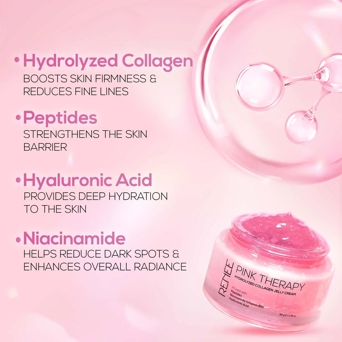 RENEE Pink Therapy Hydrolyzed Collagen Jelly Cream For Anti-Aging & Hydrated Skin