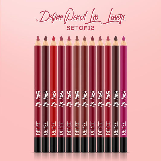 RENEE Define Matte Pencil Lip Liner, Set of 12