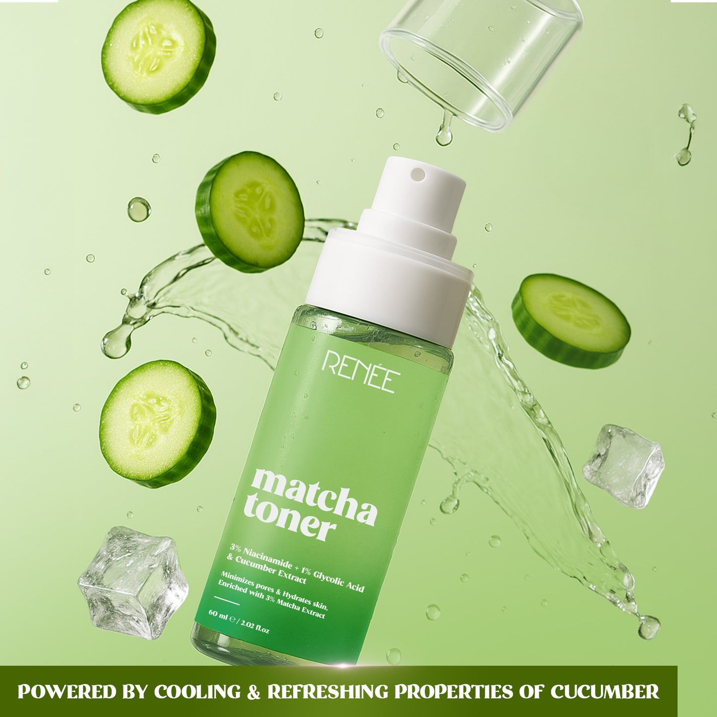 RENEE Matcha Refreshing Face Toner For Bright, Hydrated Skin - 60 ml