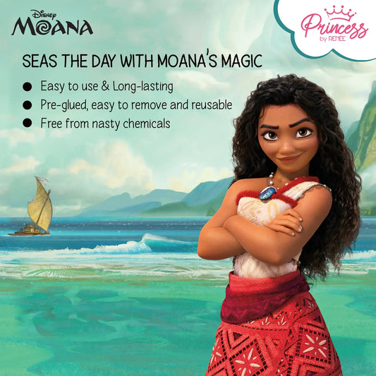 Princess by RENEE Disney Moana’s Stick On Nails, For Preteens, Pack of 24