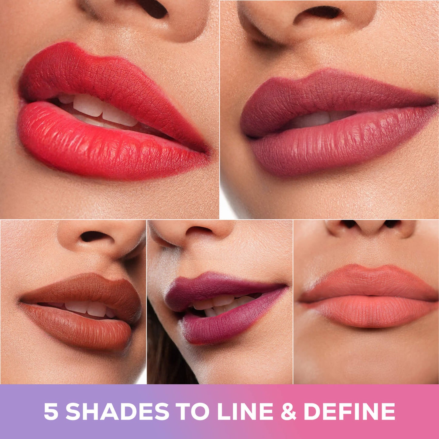 RENEE Outline Smudge-proof, Matte Lip Liner, Set of 5