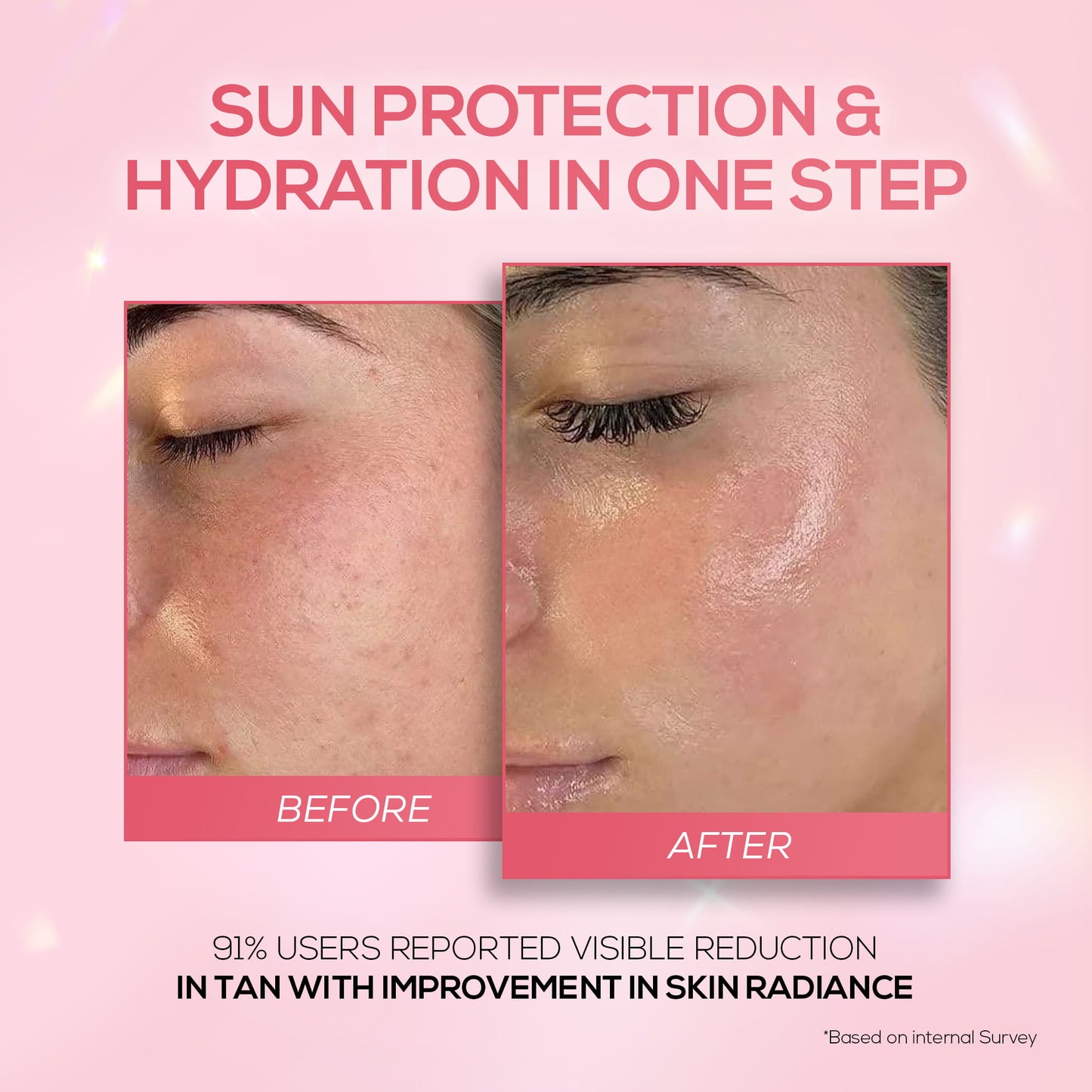 RENEE Pink Therapy PDRN 2-In-1 Sunscreen + Moisturizer | In-Vivo Tested SPF 50 PA+++ With 2% Niacinamide, Ceramides & Peptides, 50g
