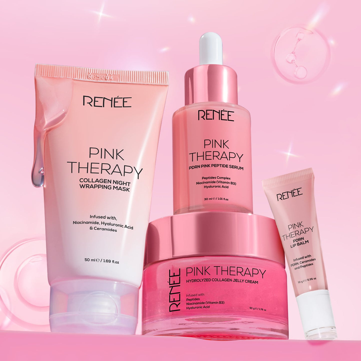 RENEE Pink Therapy Anti-Aging Skincare Combo With Lip Balm