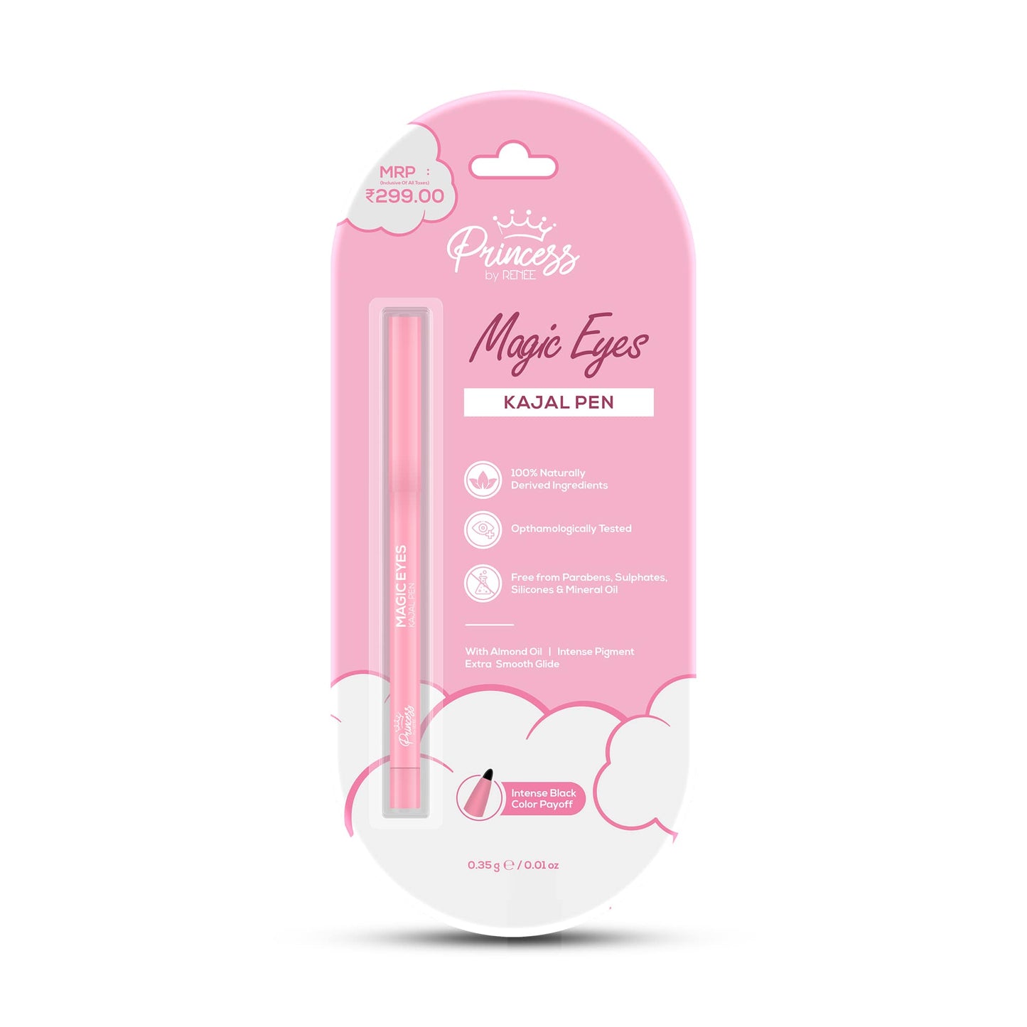 Princess by RENEE Magic Eyes Kajal Pen For Preteens, Safe & 100% Naturally Derived Ingredients, Ophthalmologically Tested