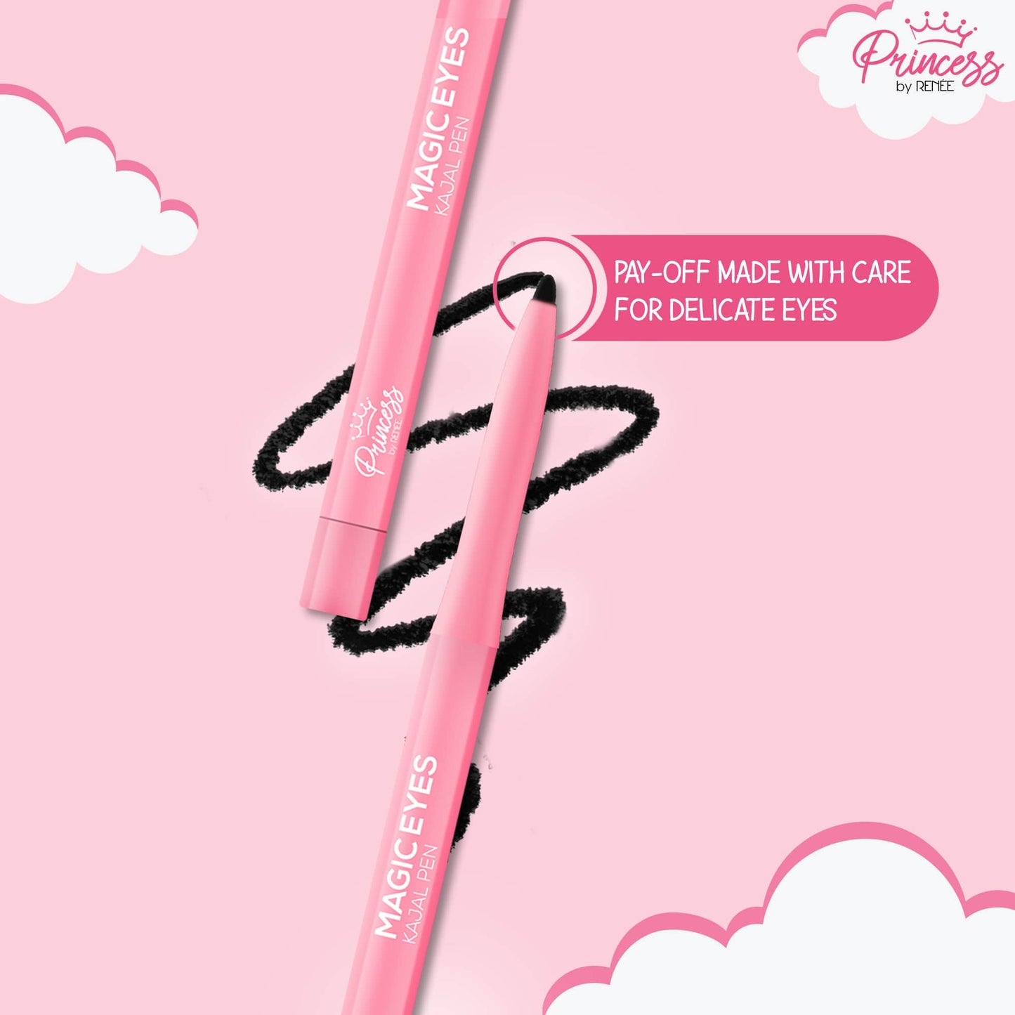 Princess by RENEE Magic Eyes Kajal Pen For Preteens, Safe & 100% Naturally Derived Ingredients, Ophthalmologically Tested