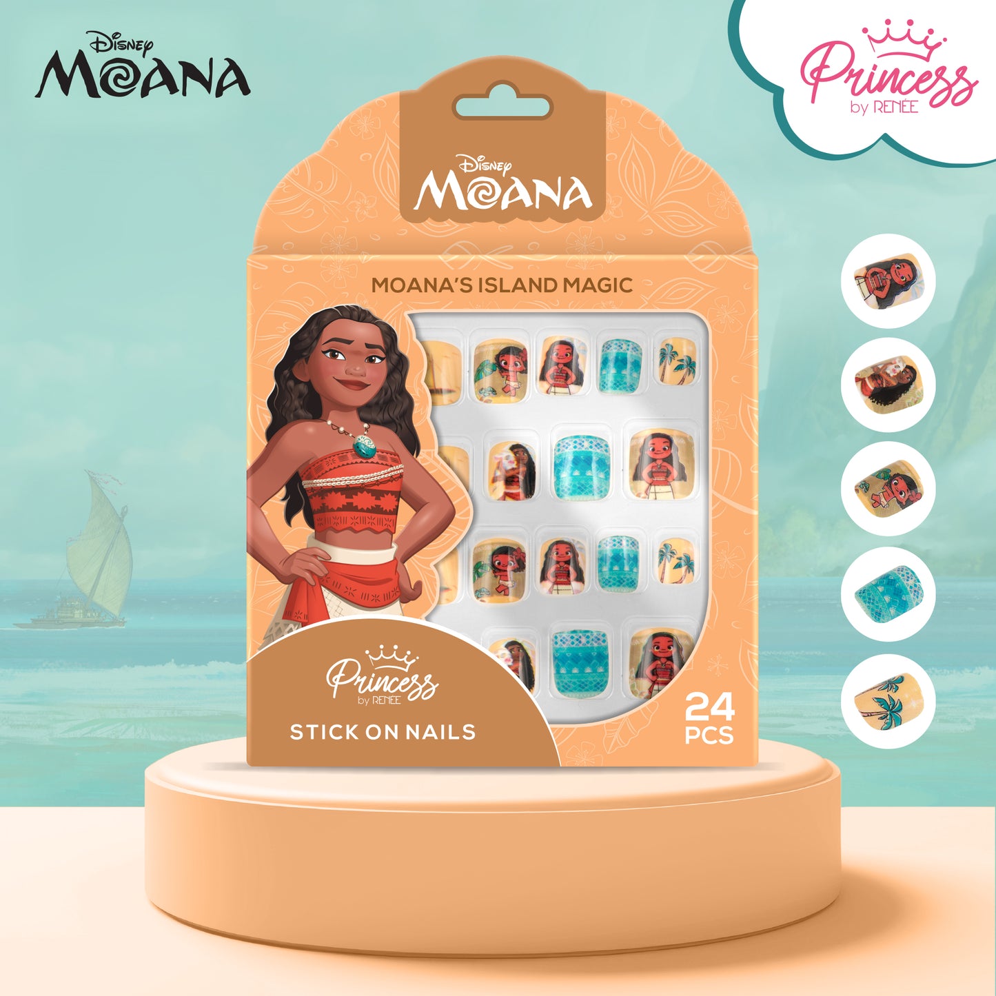 Moana’s Tropical Trio Nail & Lip Beauty Set For Preteens - Disney Princess by RENEE