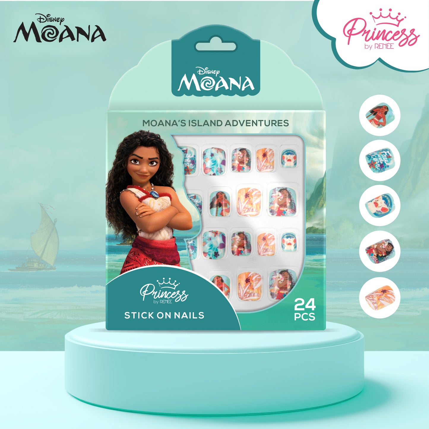 Moana’s Tropical Trio Nail & Lip Beauty Set For Preteens - Disney Princess by RENEE