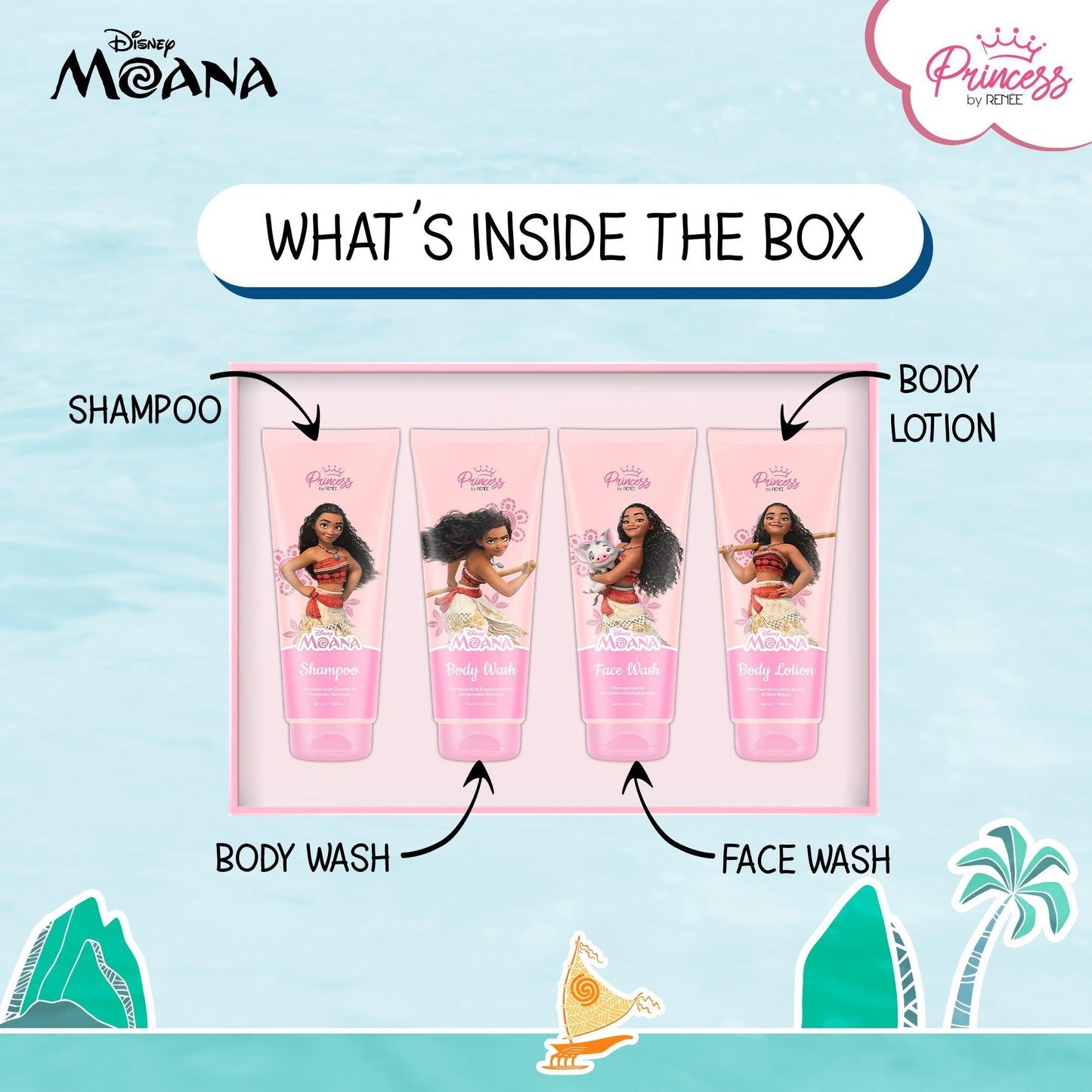 Princess By RENEE Disney Moana Bath & Body Care Set