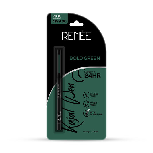 RENEE Bold Green Kajal Pen with Sharpener, 0.35g