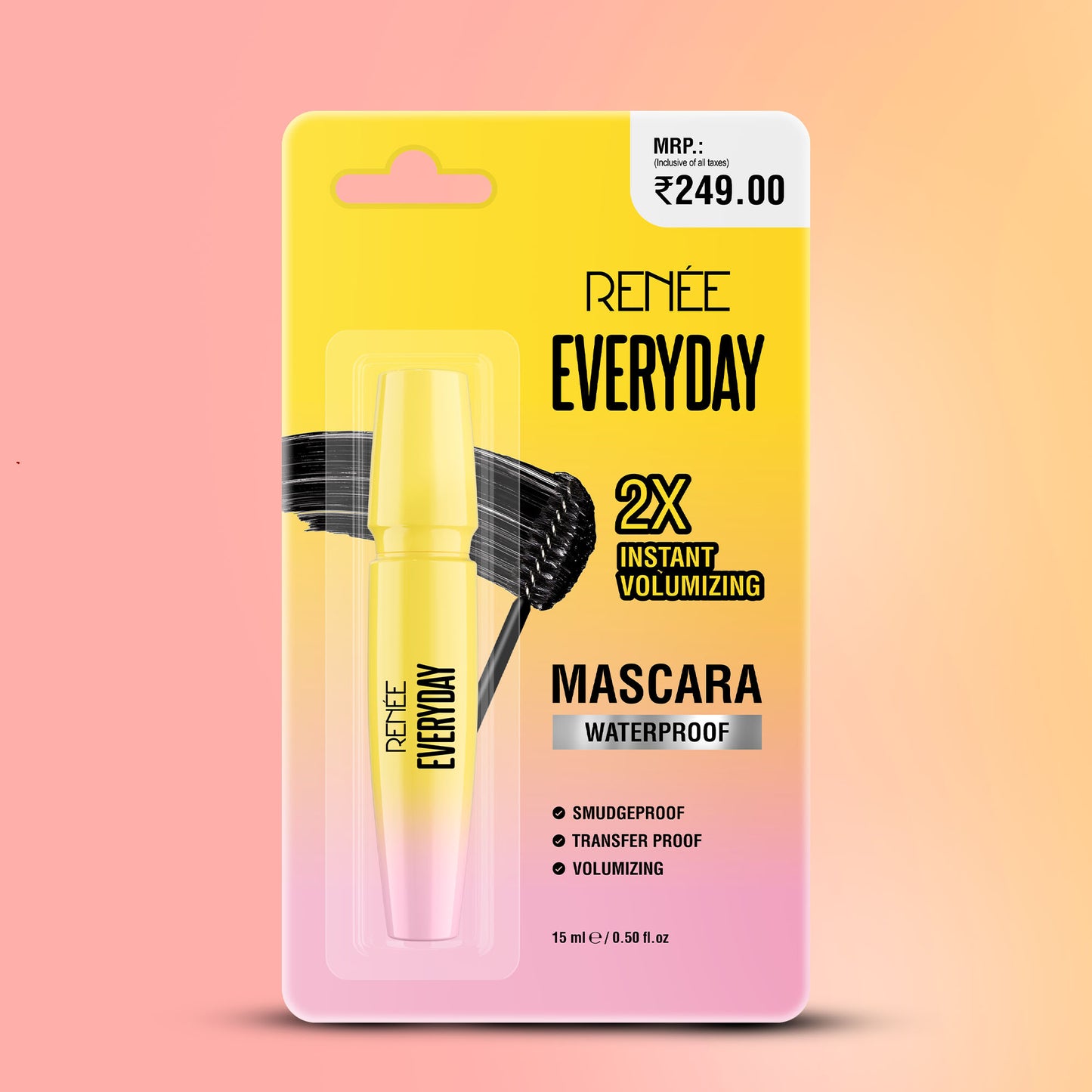 RENEE Everyday 2X Instant Volumizing, Waterproof Mascara, 15 ml