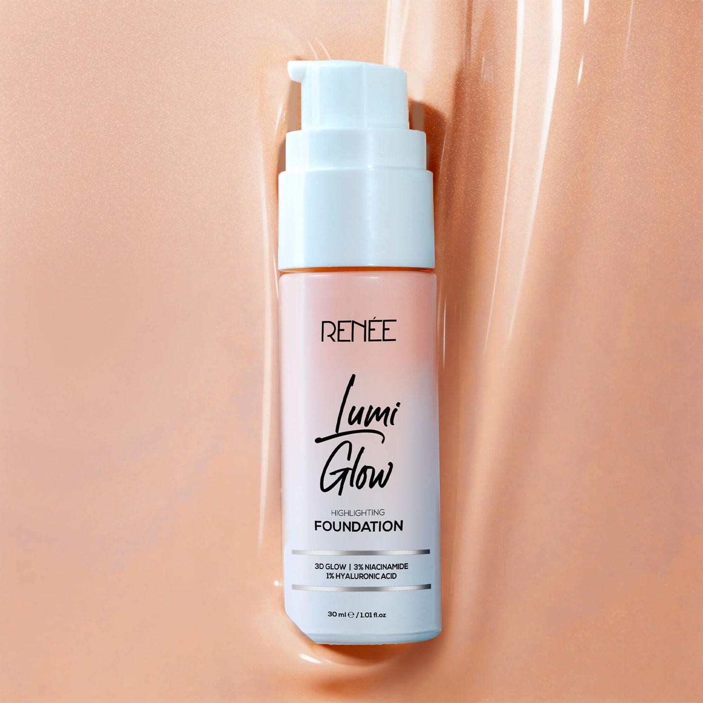 RENEE Lumi Glow Highlighting Liquid Foundation With Dewy Finish, Buildable Coverage & 3D Glow, 30 ml