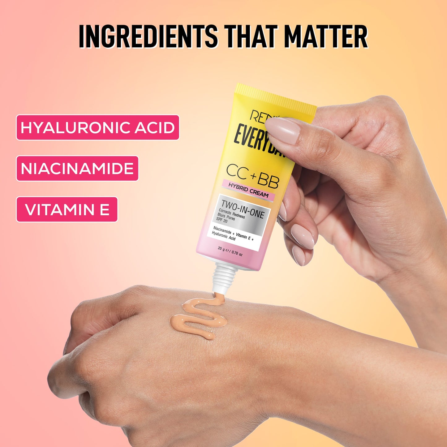 RENEE Everyday CC + BB Hybrid Cream With SPF 20 For Even Skin Tone