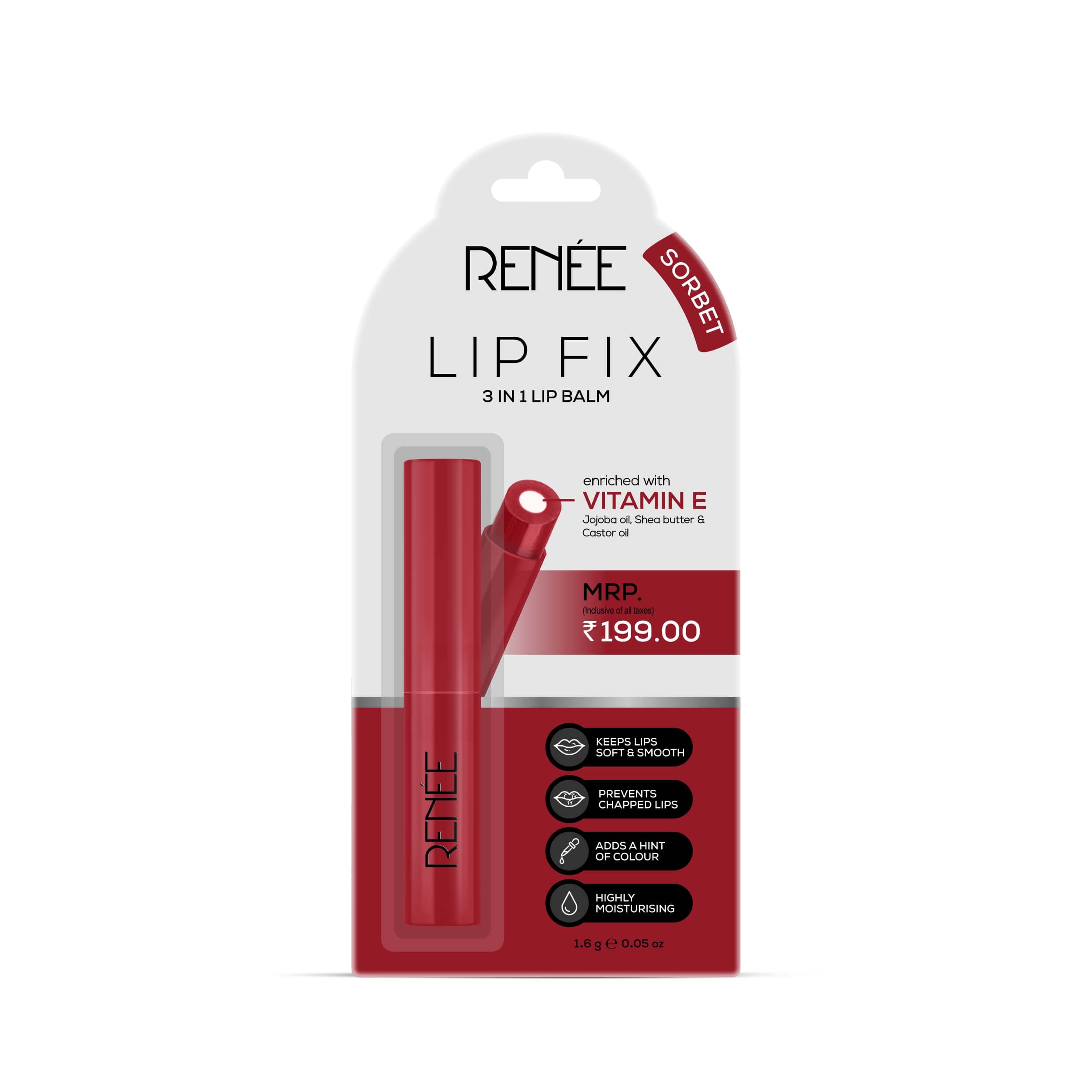 RENEE Lip Fix Lip Balm, 1.6gm, Sorbet