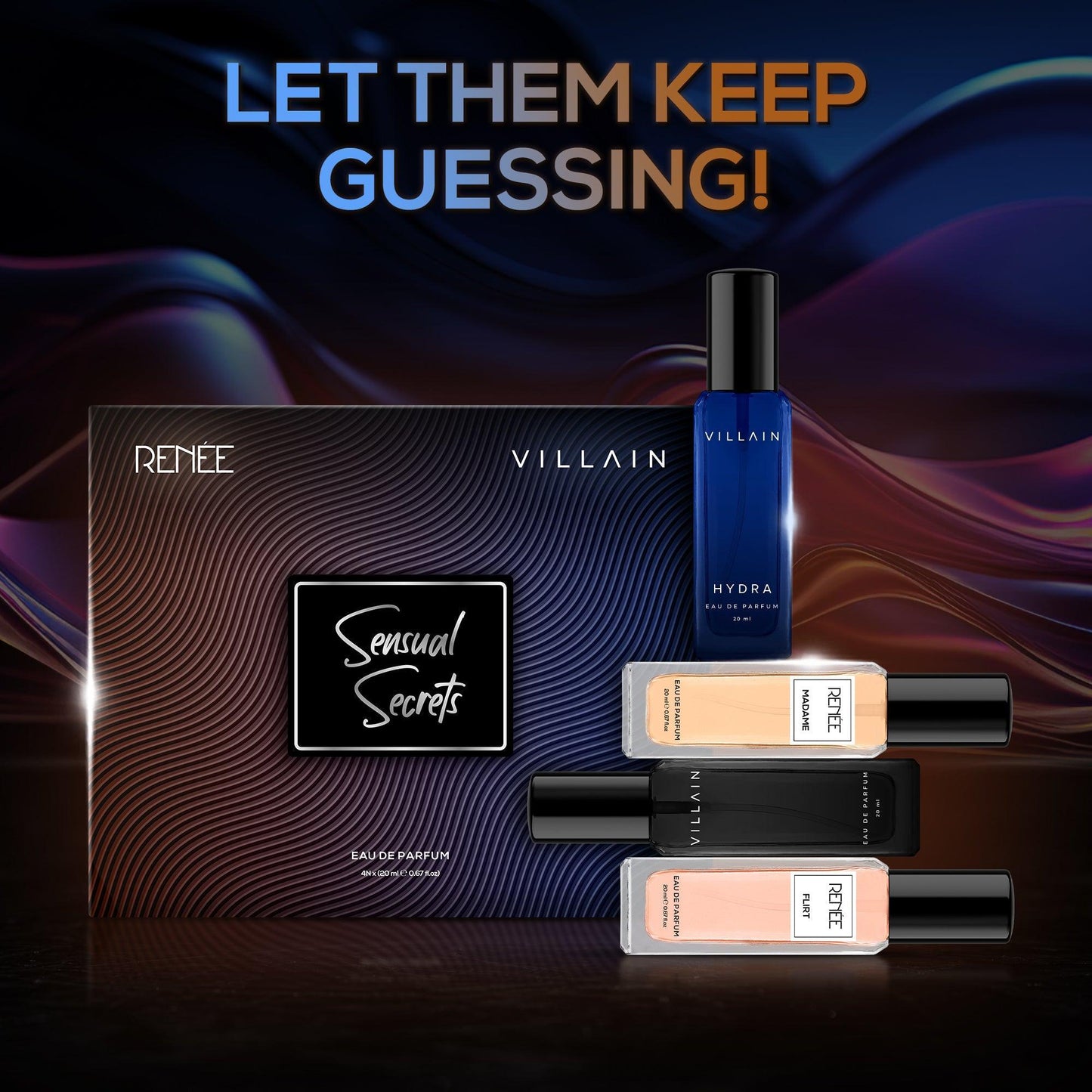 RENEE x VILLAIN Sensual Secrets Eau De Parfum Unisex Gift Set, 20 ml each