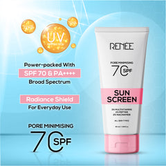 RENEE Pore Minimising Sunscreen SPF 70 with 3% multivitamins, 2% Peptides and 2% Niacinamide