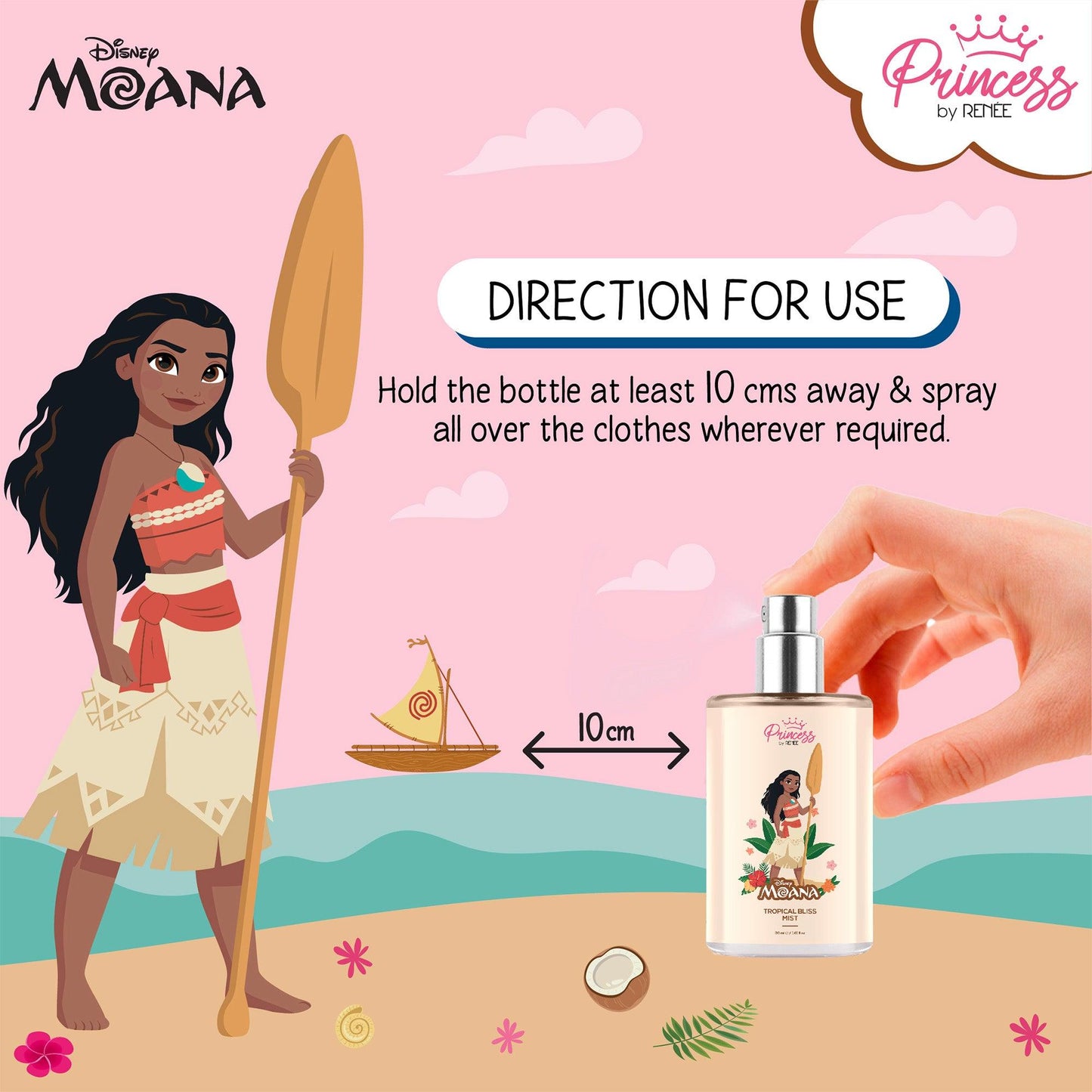 Princess by RENEE Disney Moana Tropical Bliss Fragrance Mist, 30ml