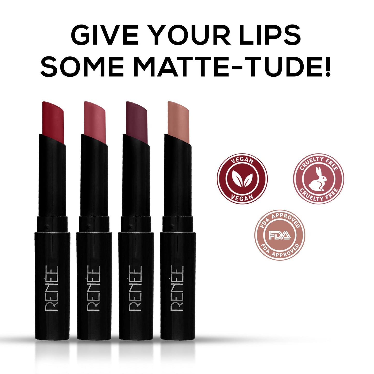 RENEE Very Matte Lipsticks - Long Lasting Weightless Velvety Formula