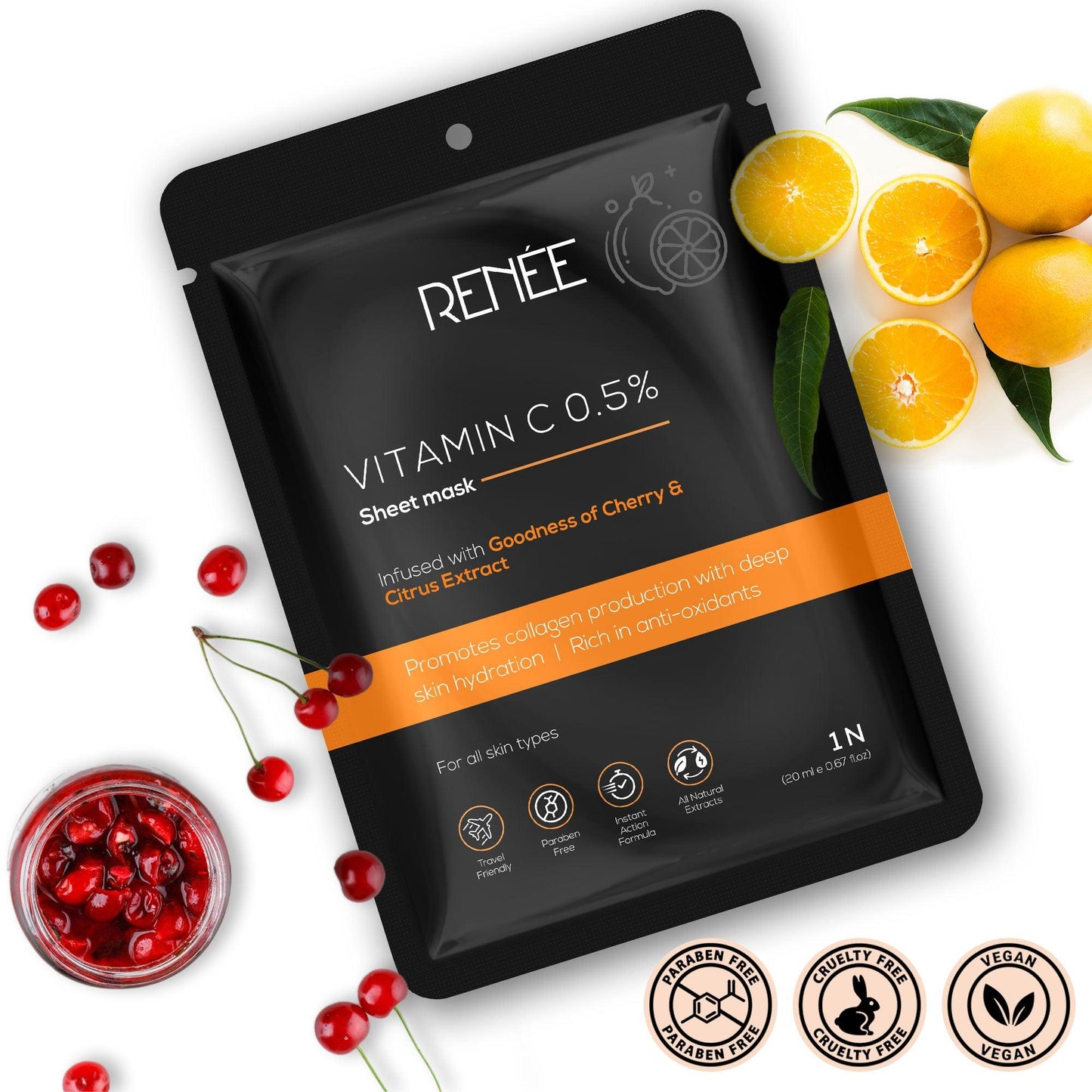 RENEE Vitamin C Sheet Mask, 20 ml