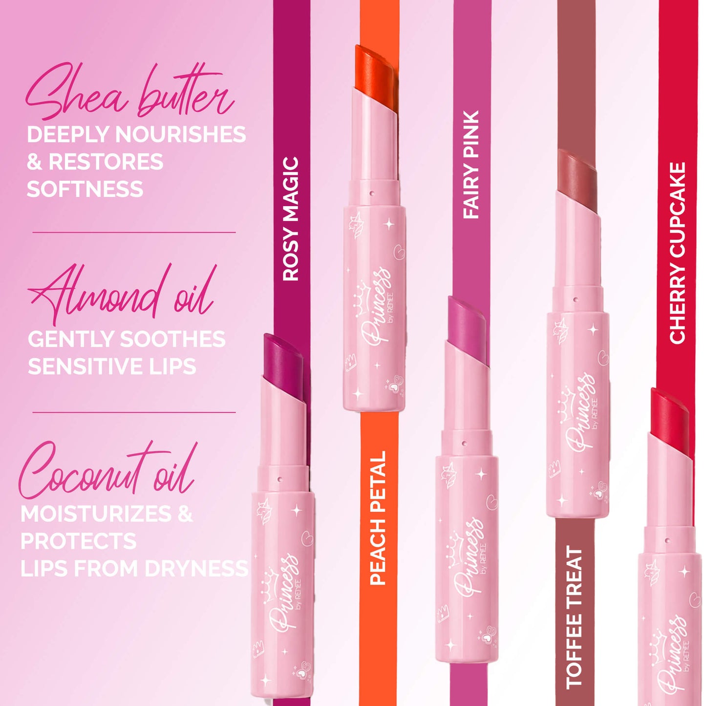Lippieland Lipstick Set of 5 for Kids & Preteens by Princess by RENEE