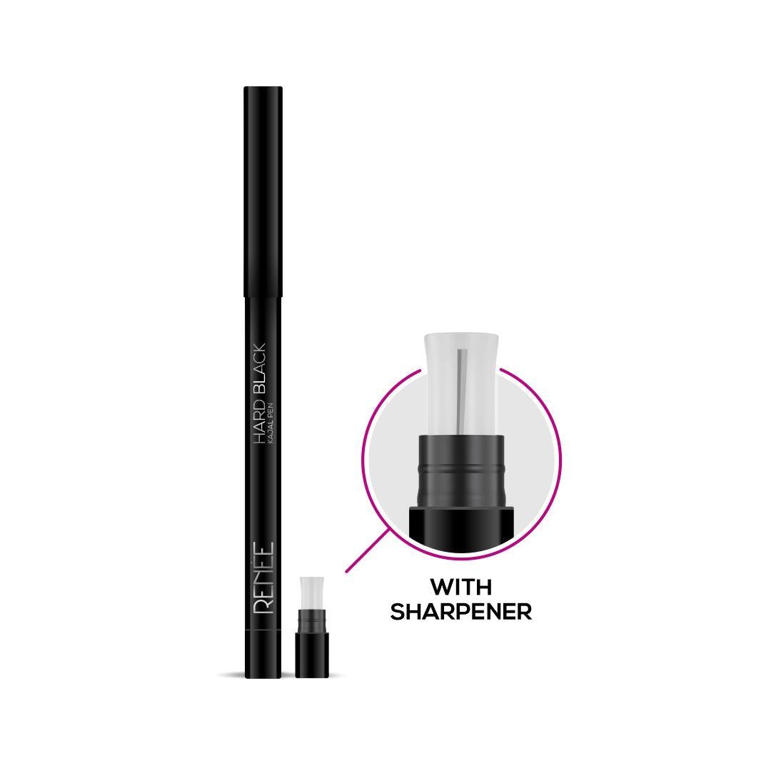 RENEE Hard Black Kajal Pen with Sharpener 0.35gm - Renee Cosmetics