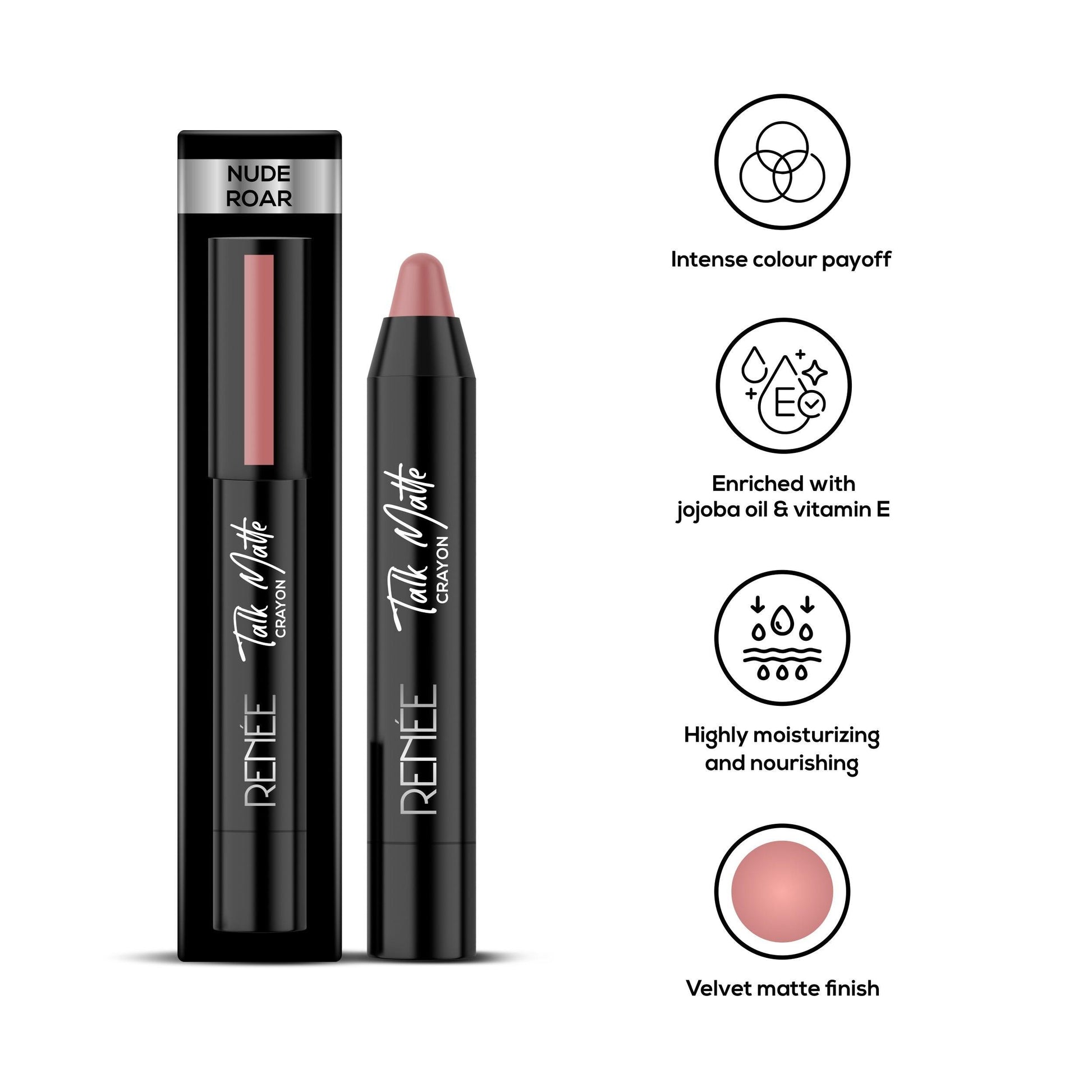 RENEE Talk Matte Crayon Lipstick 4.5gm - Renee Cosmetics