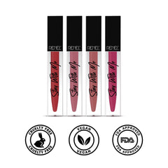 RENEE Stay With Me Non Transfer Matte Liquid Lip Color 5ml each - Combo of 4