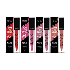 RENEE Stay With Me Non Transfer Matte Liquid Lip Color 5ml each - Combo of 4