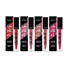 RENEE Stay With Me Non Transfer Matte Liquid Lip Color 5ml each - Combo of 4